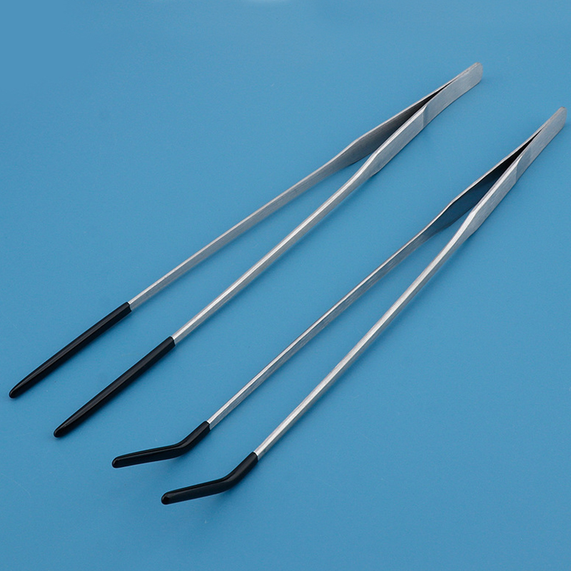 Feeding Tong Stainless - คีมป้อนอาหารสัตว์เลื้อยคลานสแตนเลส ปลายยาง คีมตรงและโค้งสำหรับตู้ปลา อุปกรณ์สำหรับสัตว์เลี้ยง จับถนัดมือ ไม่ลื่น