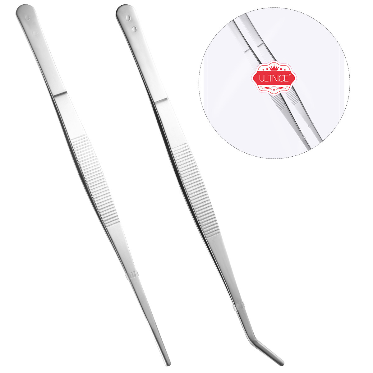 แหนบสแตนเลส 2 ชิ้น สีเงิน ยาว  - Feeding Tong Stainless บทวิจารณ์และราคา