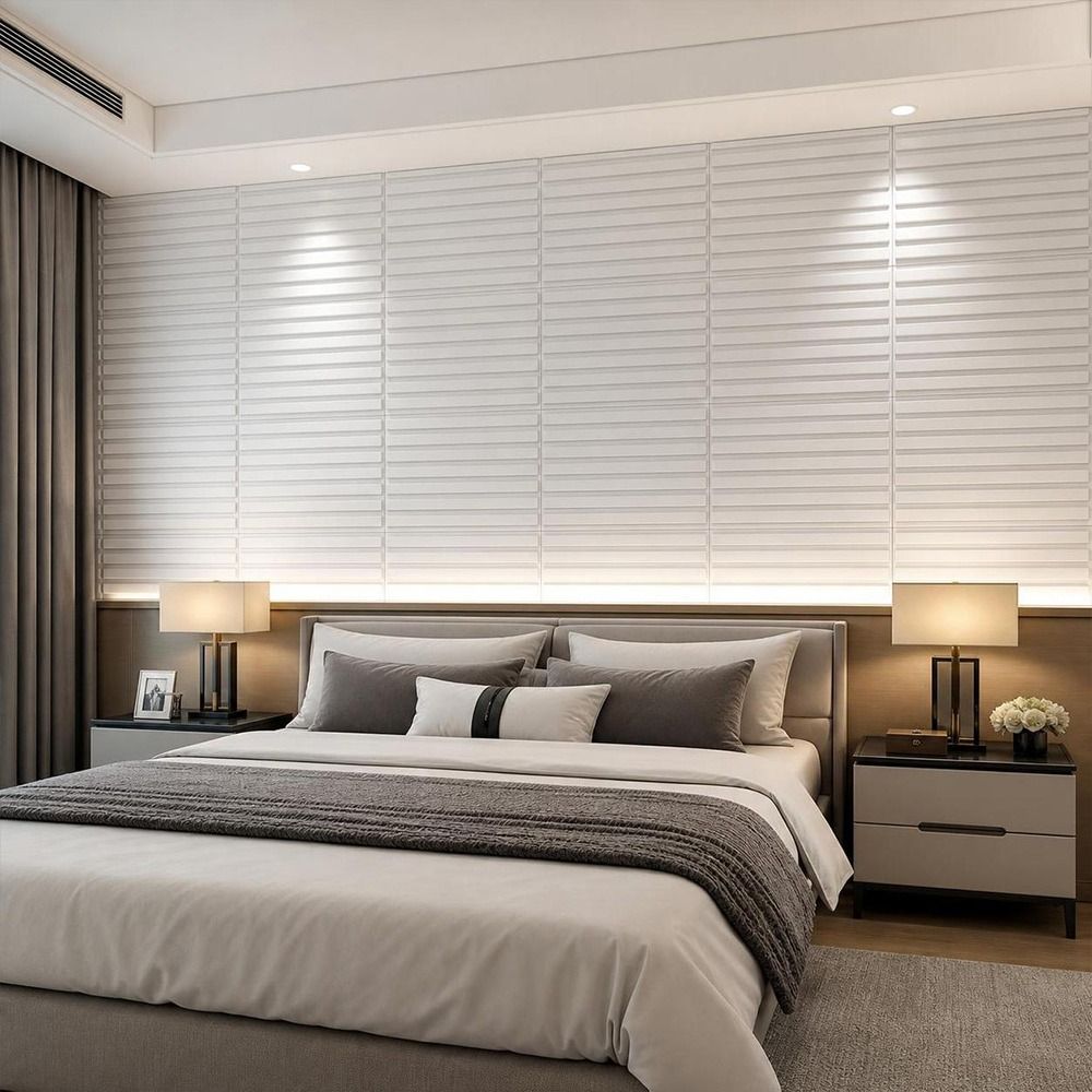 แผ่นผนัง 3D สีขาว ขนาด 50*50 ซ - Pvc Panel Background บทวิจารณ์และราคา